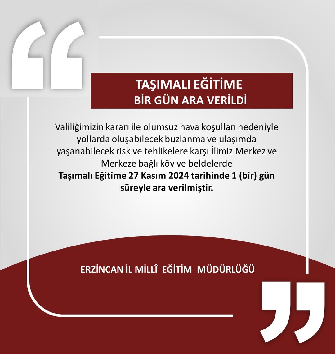 Taşımalı Eğitime Bir Gün Ara Verildi.