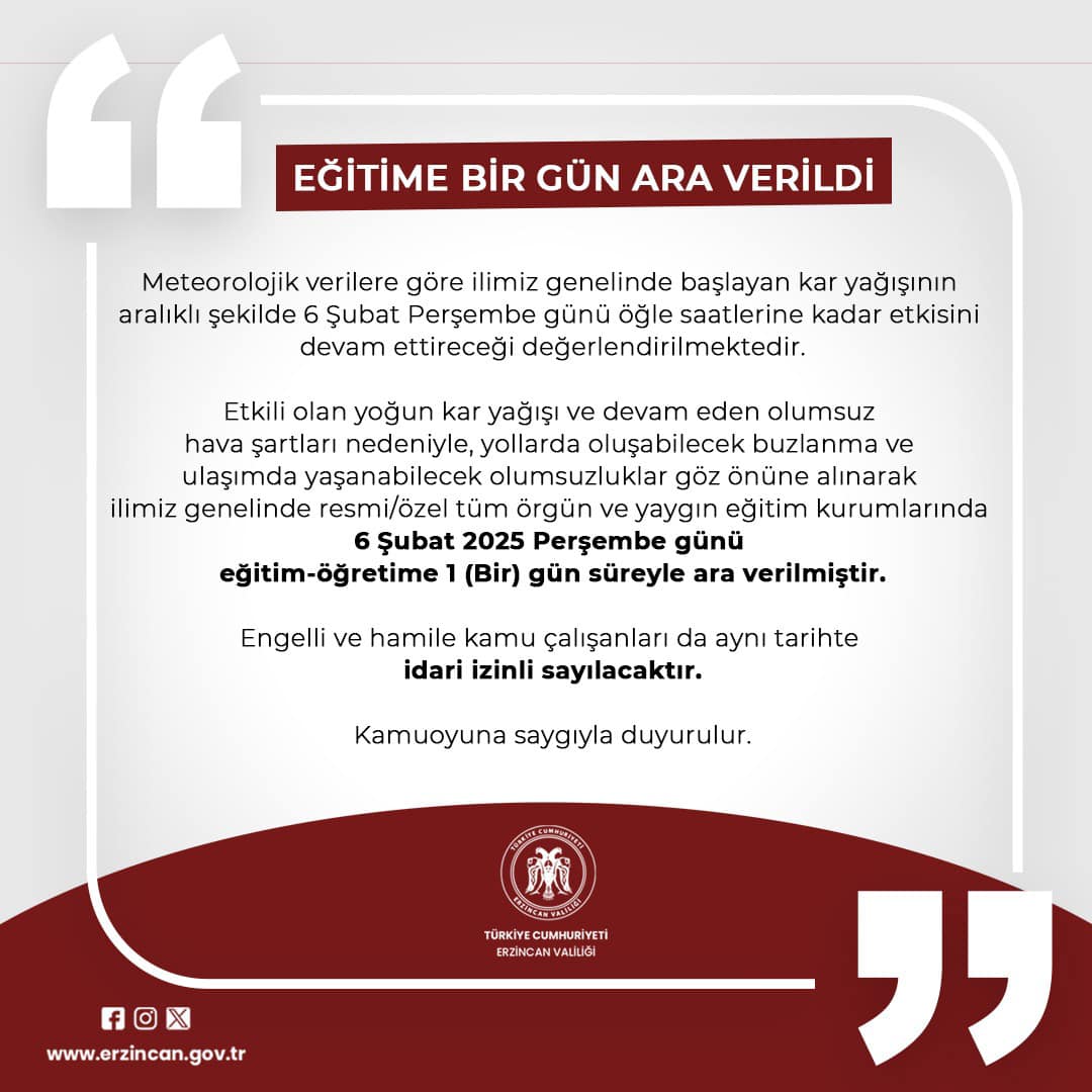 Eğitim öğretime bir gün ara verildi